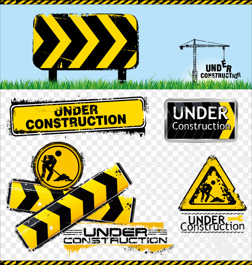 Road Construction Warning Sign Logo Architectural Engineering Illustration PNG