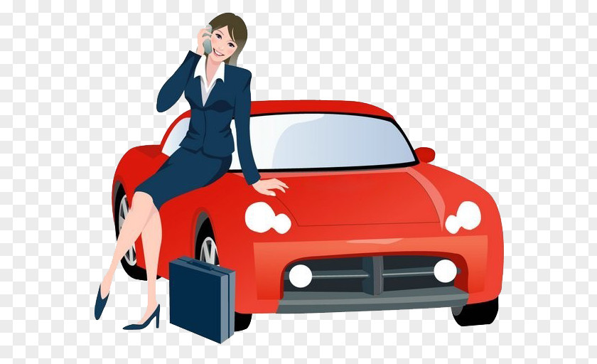 Lady On The Phone Car Photography Finance Illustration PNG