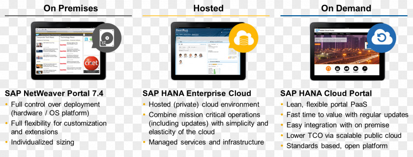 Options Smartphone On-premises Software SAP NetWeaver Portal HANA PNG