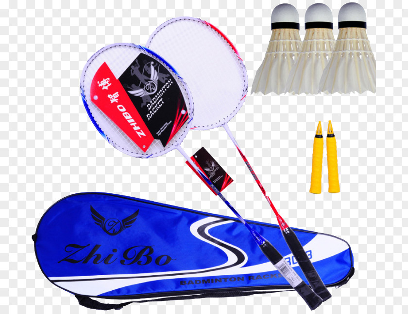 Blue Outer Bag And Badminton Racket Sport PNG