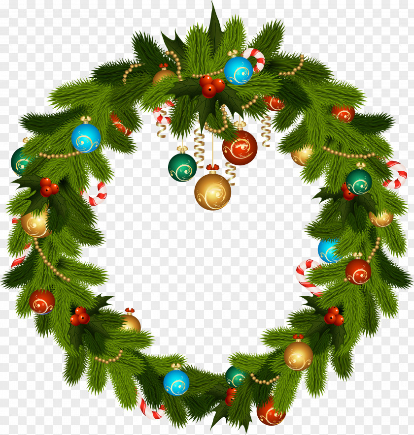 Blue Wreath Christmas Ornament Decoration Candy Cane PNG