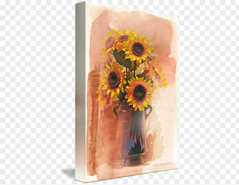 Sunflowers Watercolor Common Sunflower Still Life Photography Floral Design Vase PNG