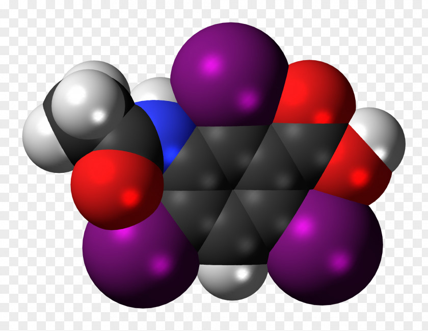 Acetrizoic Acid Space-filling Model X-ray Molecule PNG