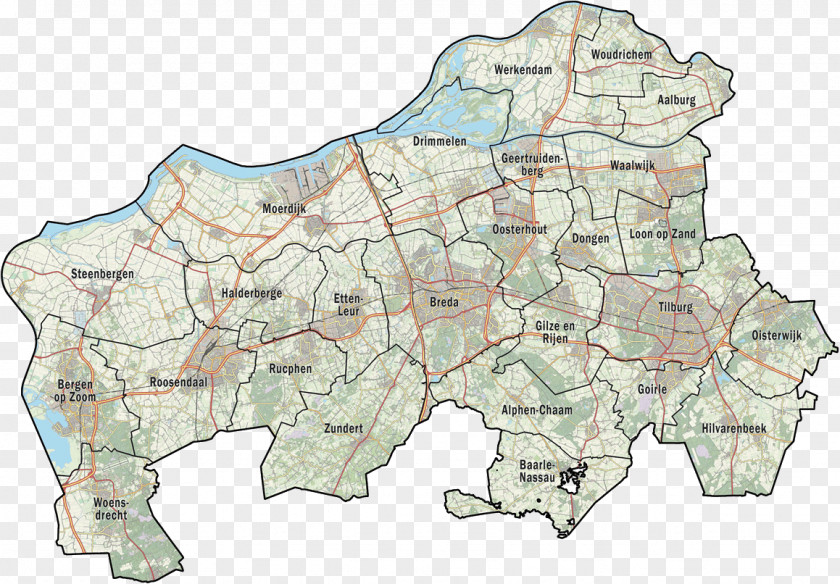 Map Veiligheidsregio Midden En West Brabant Provinces Of The Netherlands Zeeland PNG