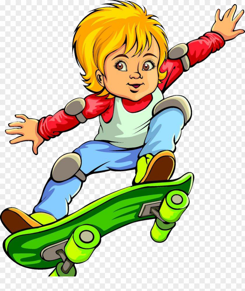Skateboarding Child Skateboard Sport Cartoon Illustration PNG