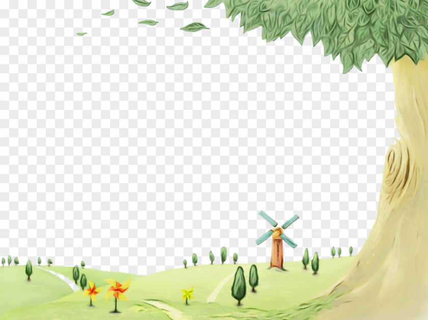 Woody Plant Ecoregion Green Nature Tree Cartoon Grass PNG