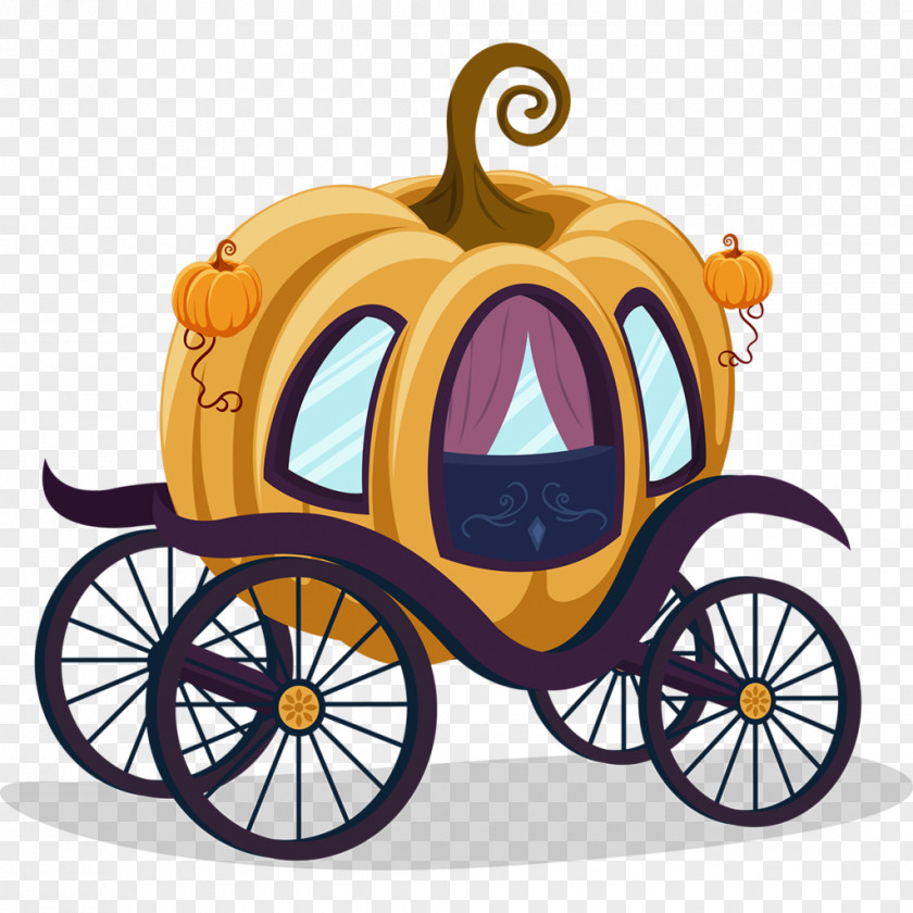 Cartoon Classic Pumpkin Carriage Cinderella Clip Art PNG