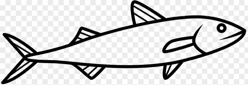 M Line Fish Clip Art Black & White PNG