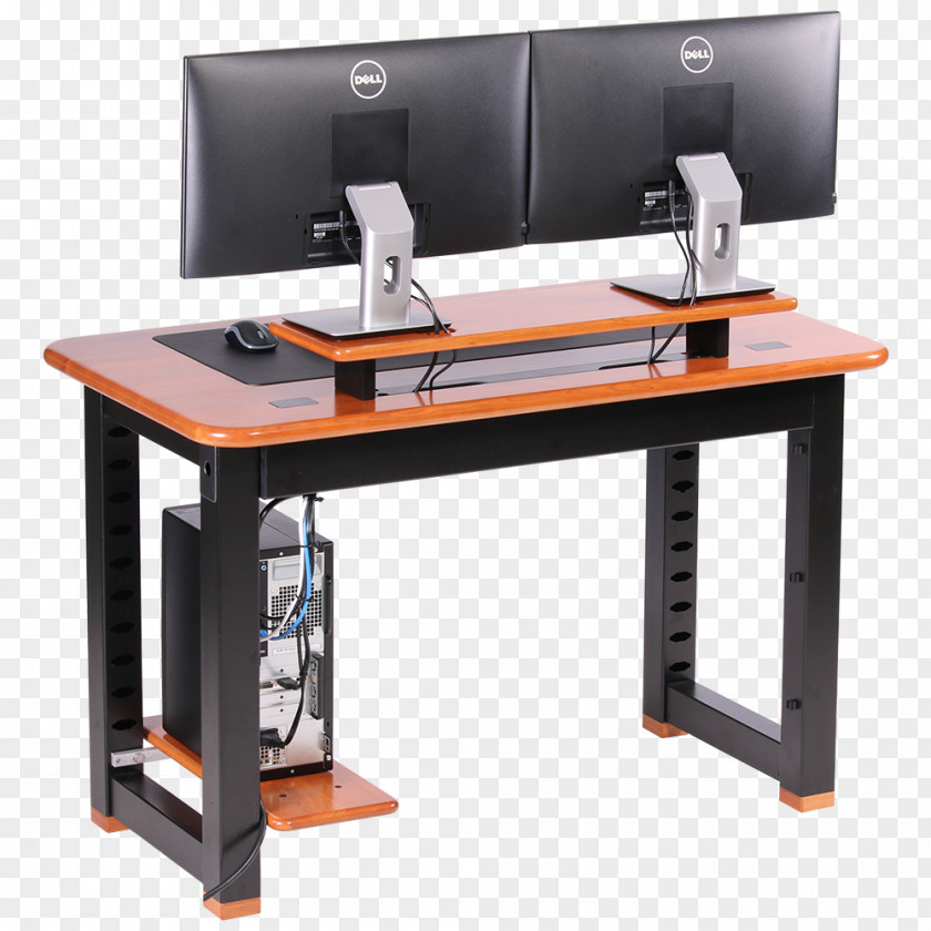 Computer Desk Monitors Standing PNG