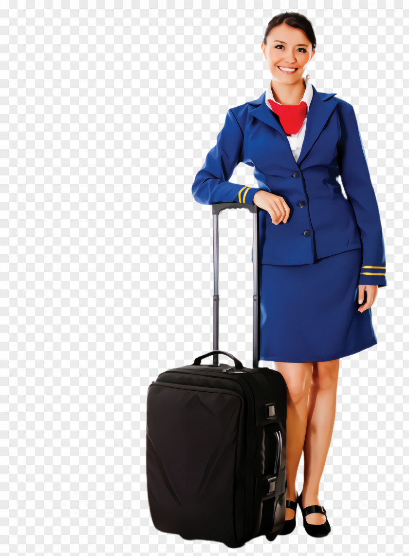 Workwear Flight Attendant Suitcase Cobalt Blue Hand Luggage Baggage PNG