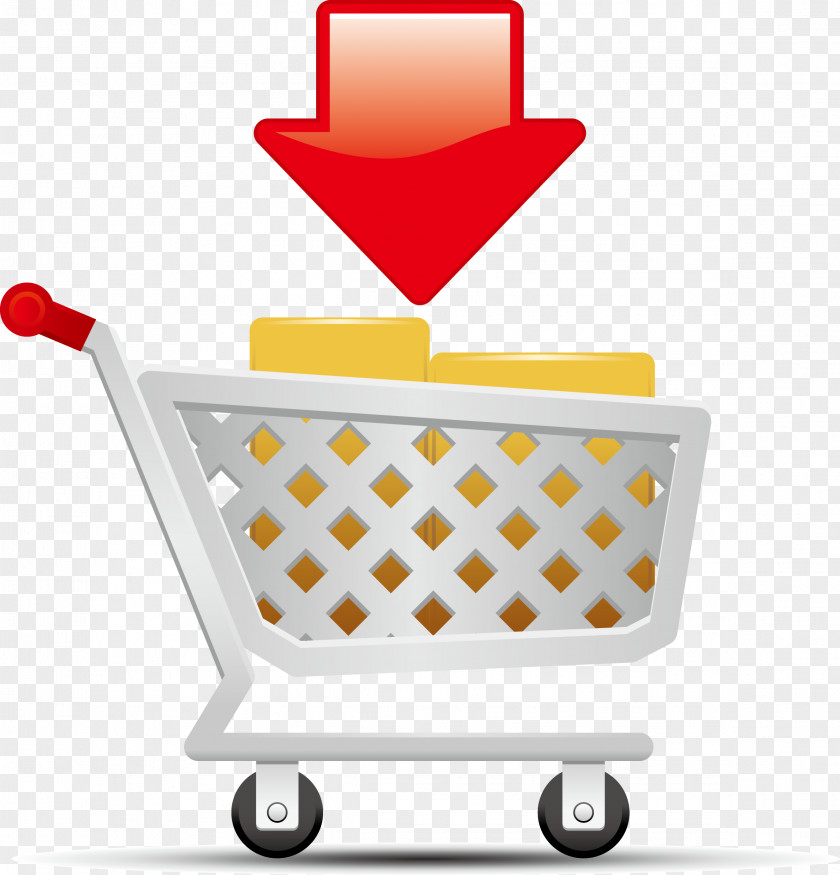 Shopping Cart Vector Hand Painted Online E-commerce Icon PNG