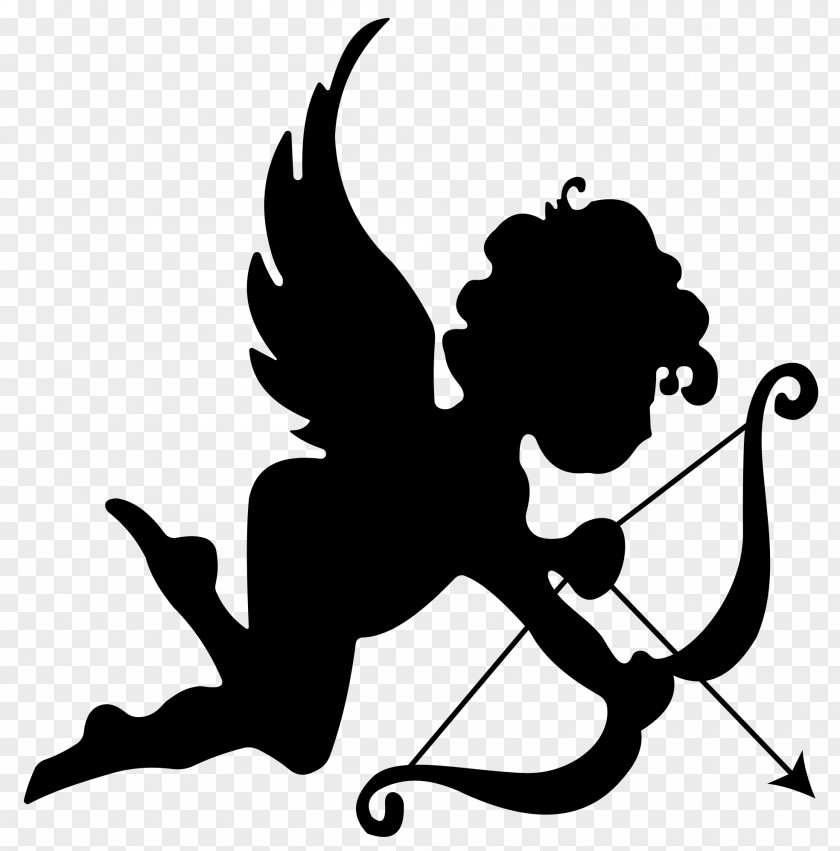 Angel Silhouette Valentines Day Cupid Gift Paper Heart PNG