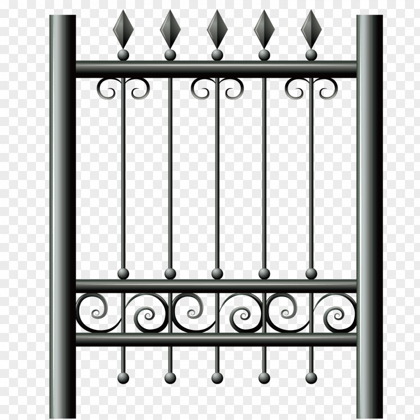 Black Fine Iron Bar Fence Railing Clip Art PNG