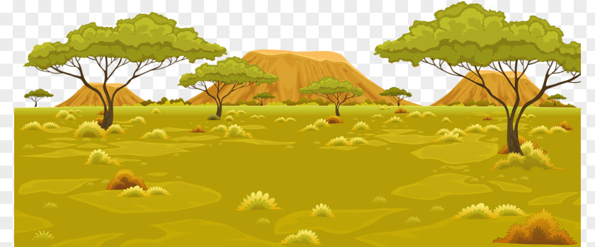 Green Volcano Africa Landscape Illustration PNG