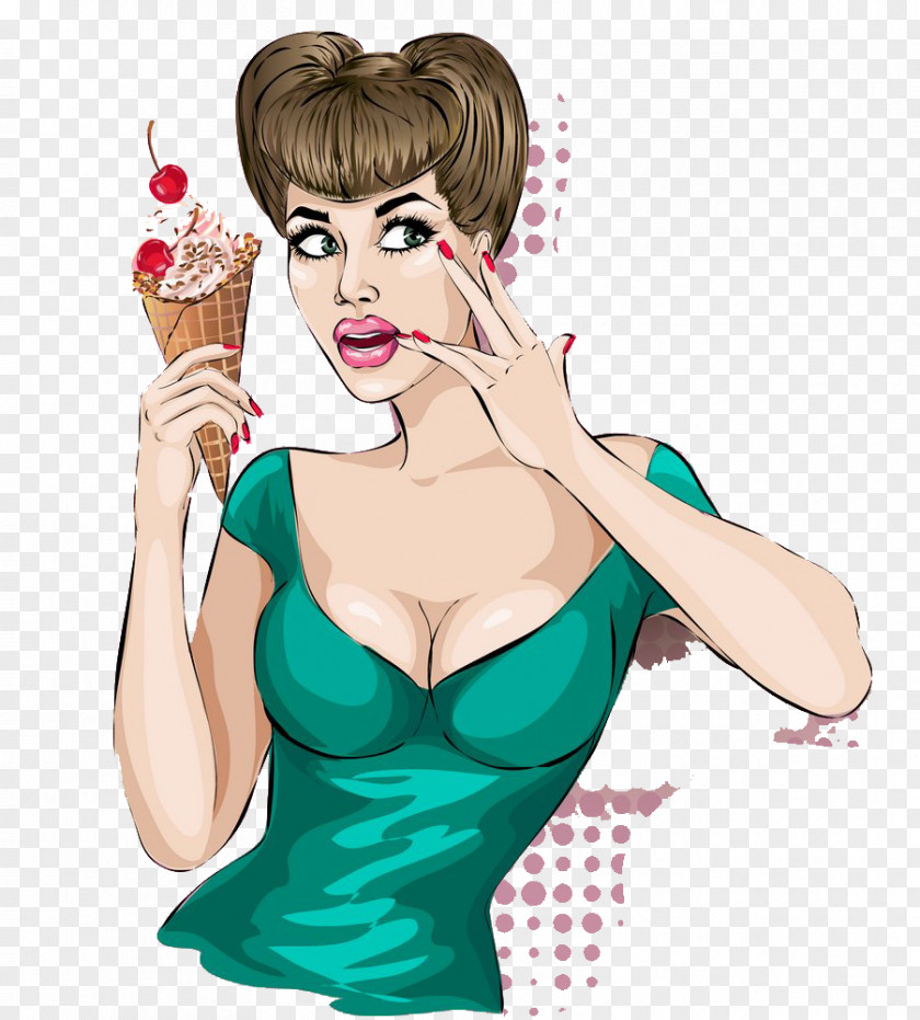 Ice Cream Illustration PNG cream Illustration, Girl holding ice clipart PNG