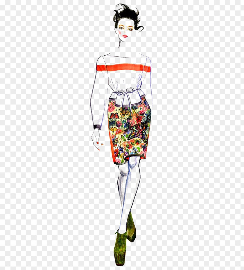 Catwalk Models In Europe And America Fashion Illustration Drawing Watercolor Painting PNG