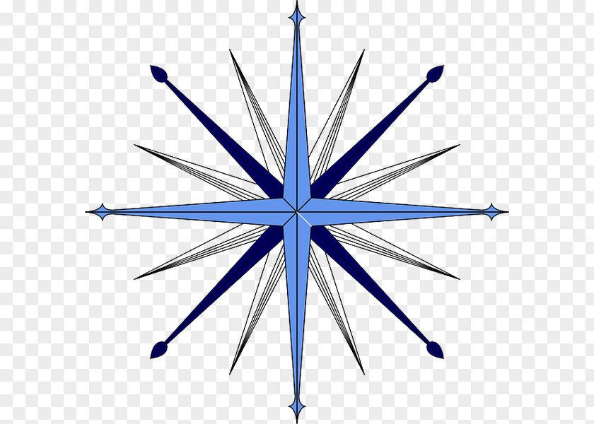 Symmetry Electric Blue Compass Rose PNG