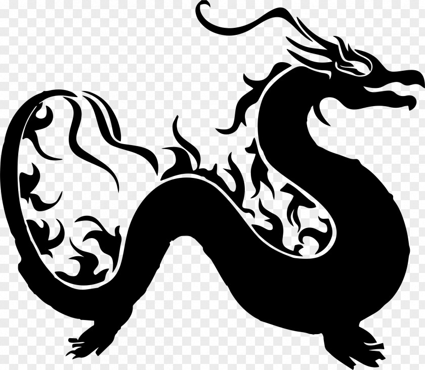 Animal Silhouettes Chinese Dragon Clip Art PNG