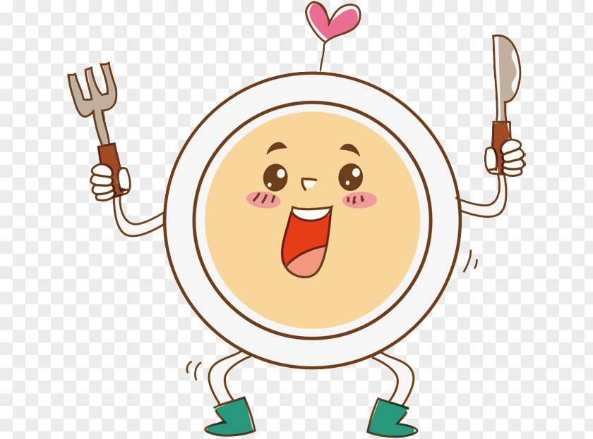 Cartoon With A Knife And Fork Tableware Plate PNG