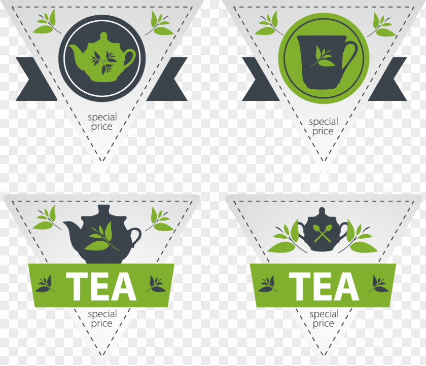 Green Tea Label Design Material White Herbal PNG