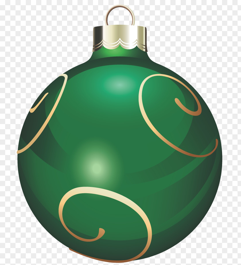 Transparent Green And Gold Christmas Ball Clipart PNG