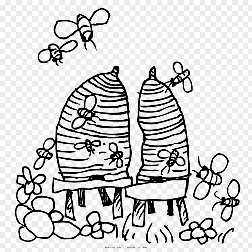 Colmeia De Abelha Beehive Black And White Drawing Coloring Book PNG