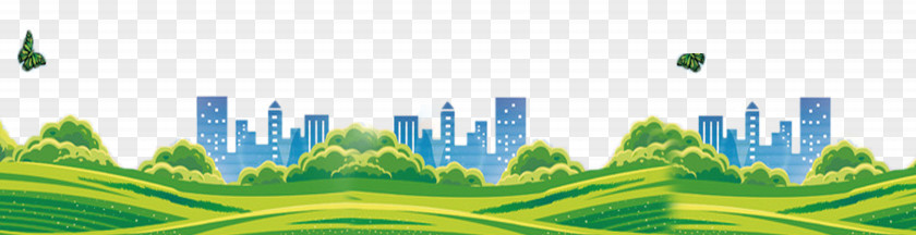 Green Hillside Grass And Buildings Building Cartoon PNG