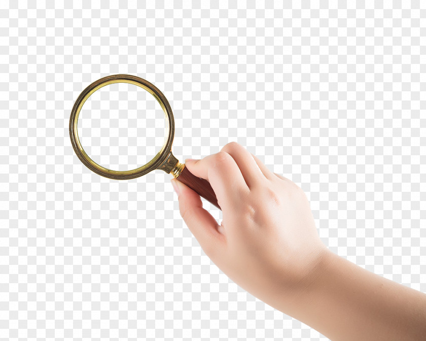 Holding The Magnifying Glass Hand PNG