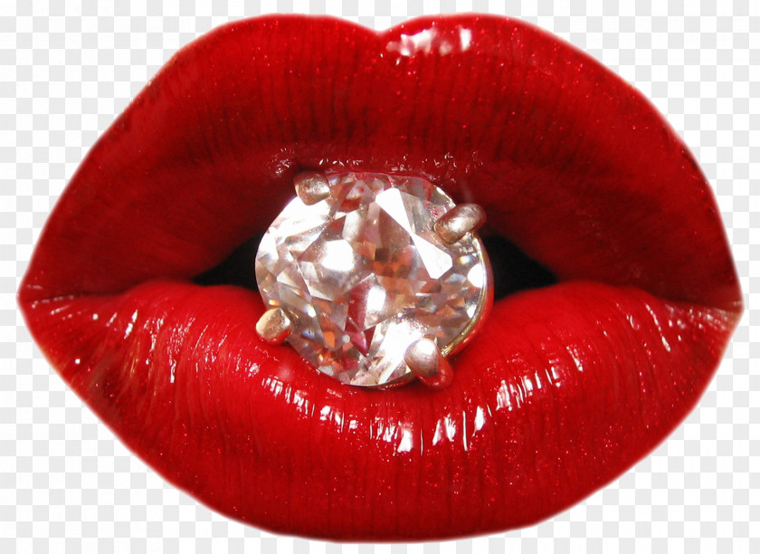 Red Lips Diamond Lip Blue Wallpaper PNG