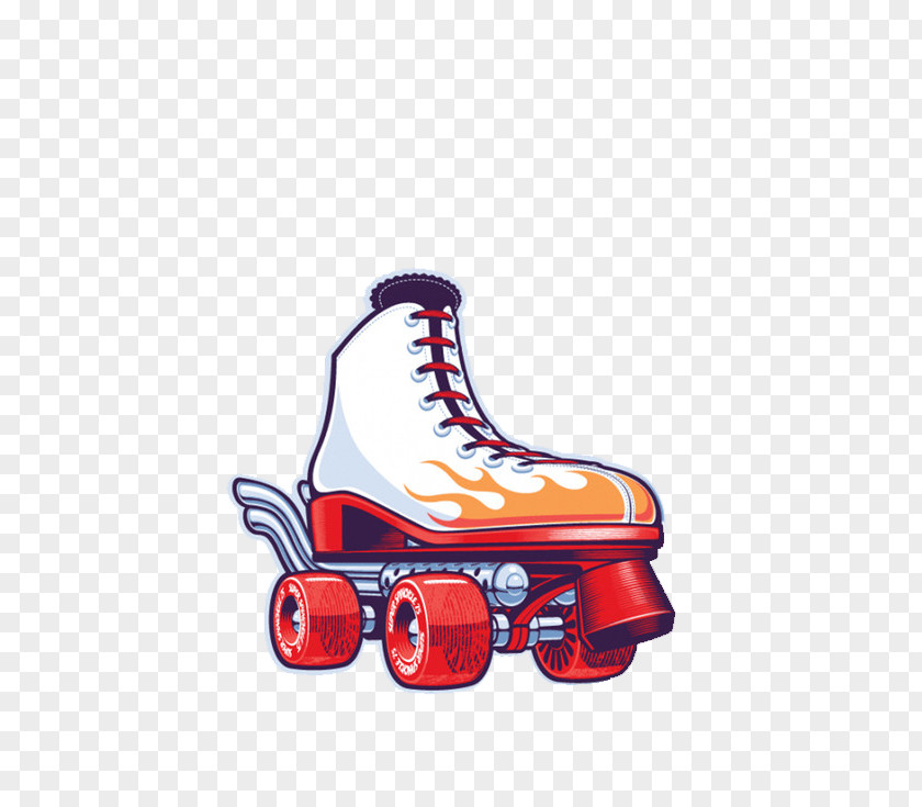 Hand-painted Skates Quad Roller Shoe Skating Ice PNG