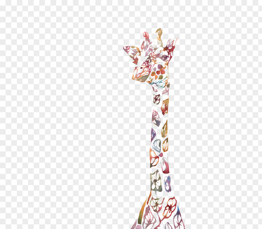 Watercolor Animal Drawing Northern Giraffe Painting PNG