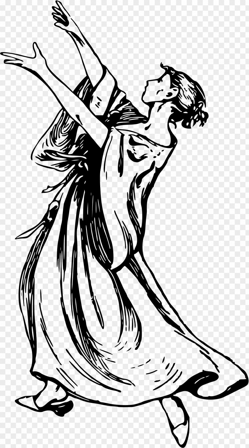 Dancing LADY Black And White Drawing Dance Clip Art PNG