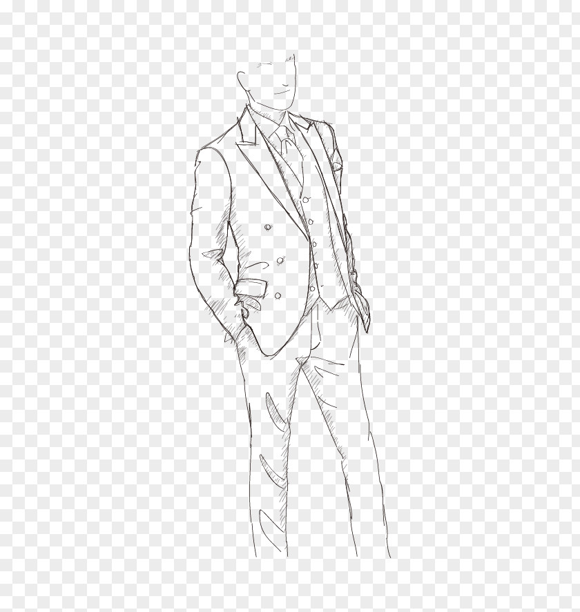 Suit Sketch Finger Line Art Shoulder PNG