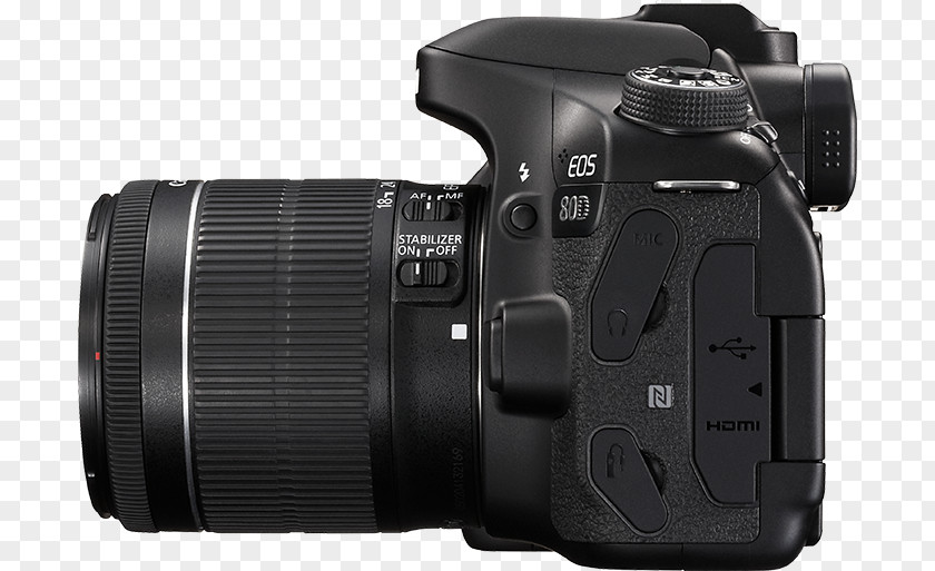 Black18-55mm IS STM Lens Canon EF MountCanon 80d EF-S 18–55mm EOS 80D 24.2 MP Digital SLR Camera PNG