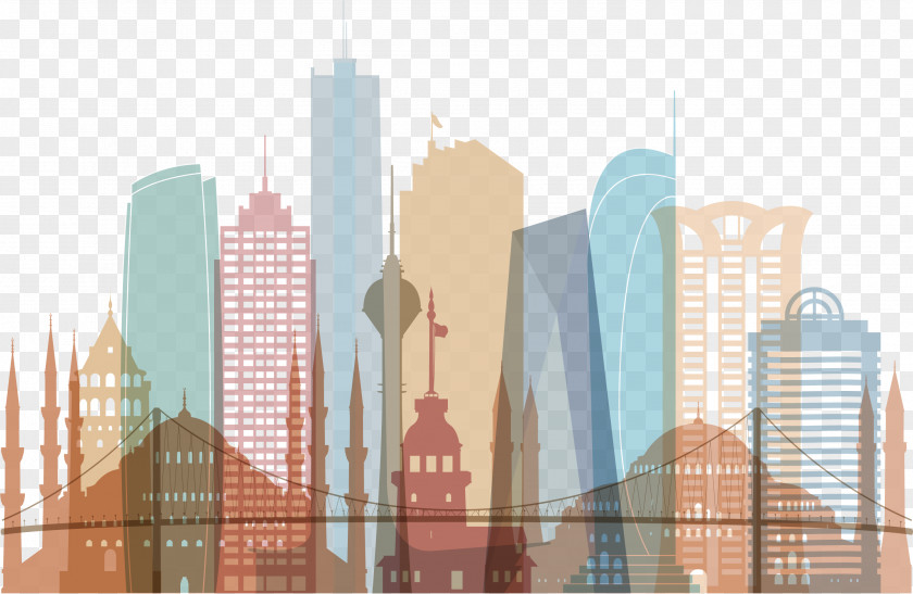 Colorful Mixed Dream City Istanbul Royalty-free Drawing Illustration PNG