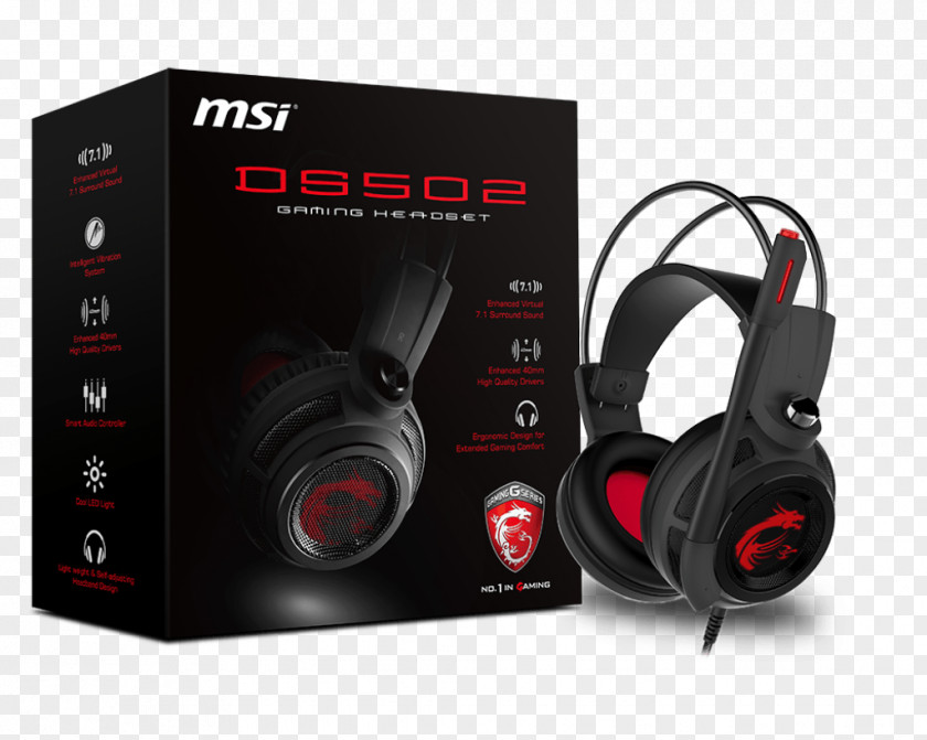Headphones MSI 7.1 Surround Sound PNG
