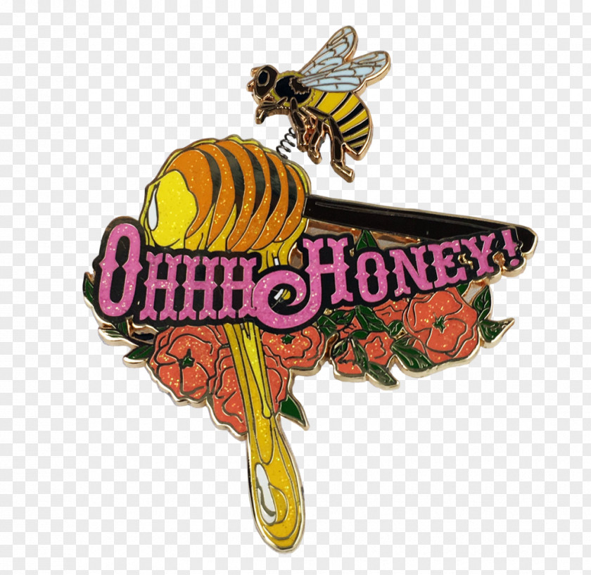 Bee Western Honey Lapel Pin Butterfly Logo PNG