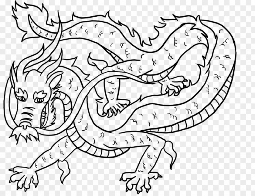 Dragon Line Art Chinese Drawing PNG