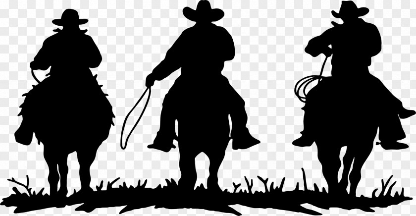 Silhouette American Frontier Cowboy Clip Art PNG