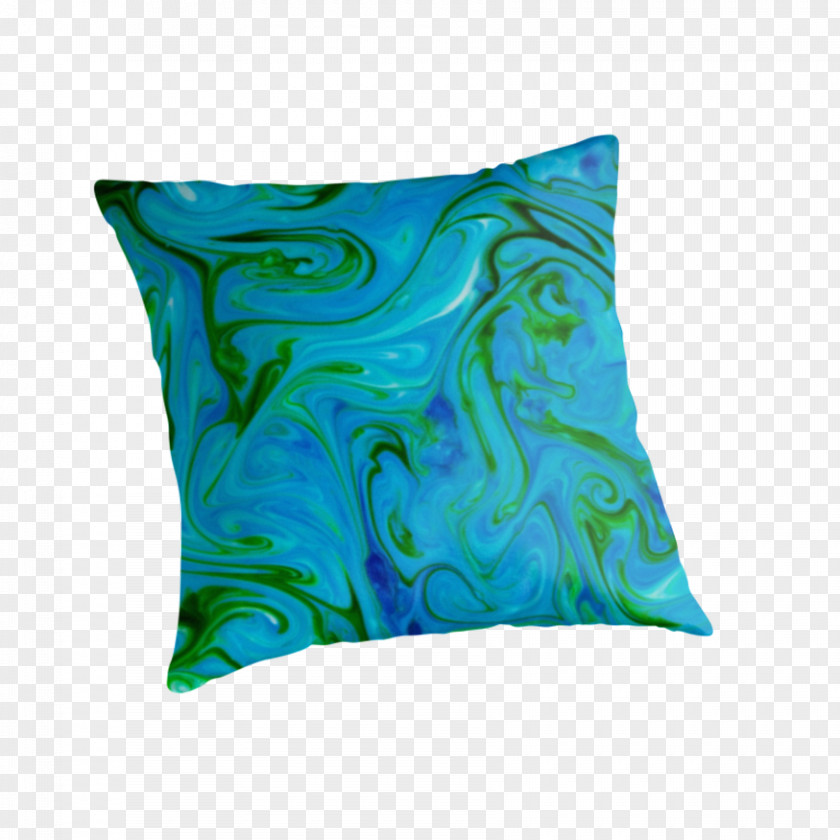 Green Abstract Throw Pillows Cushion 'Coffee And Contemplation' Aqua PNG