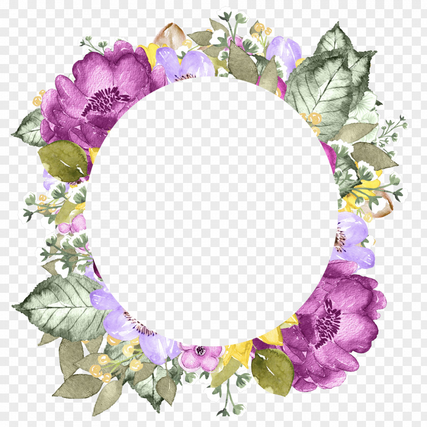 Morning Glory Hydrangea Watercolor Background Frame PNG