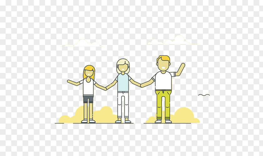 Three Friends Holding Hands Download Computer File PNG