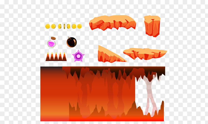 Cartoon Volcano Sprite Lava Cave Desktop Wallpaper PNG