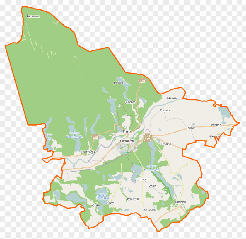 Map Sieraków Jezioro Wielkie Chalińskie Małe Marianowo, Międzychód County PNG