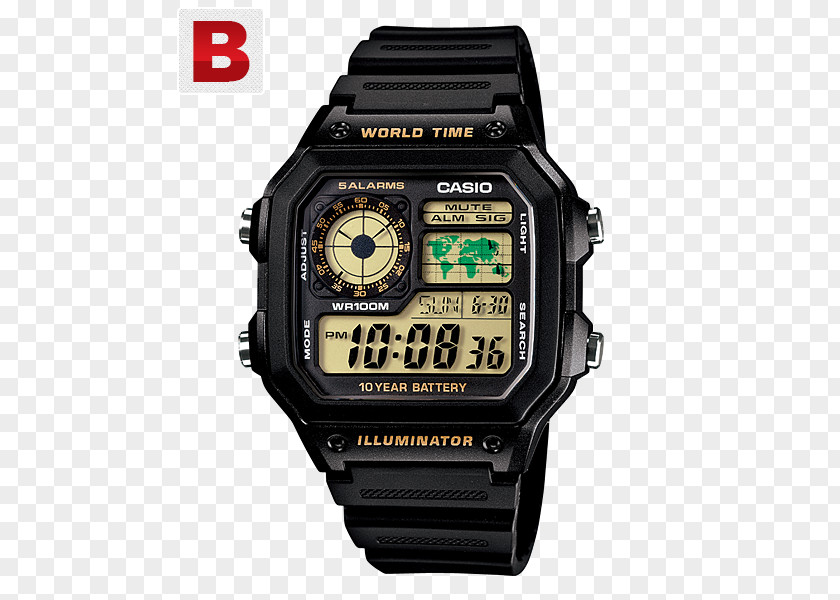 Watch Casio Illuminator Water Resistant Mark Clock PNG