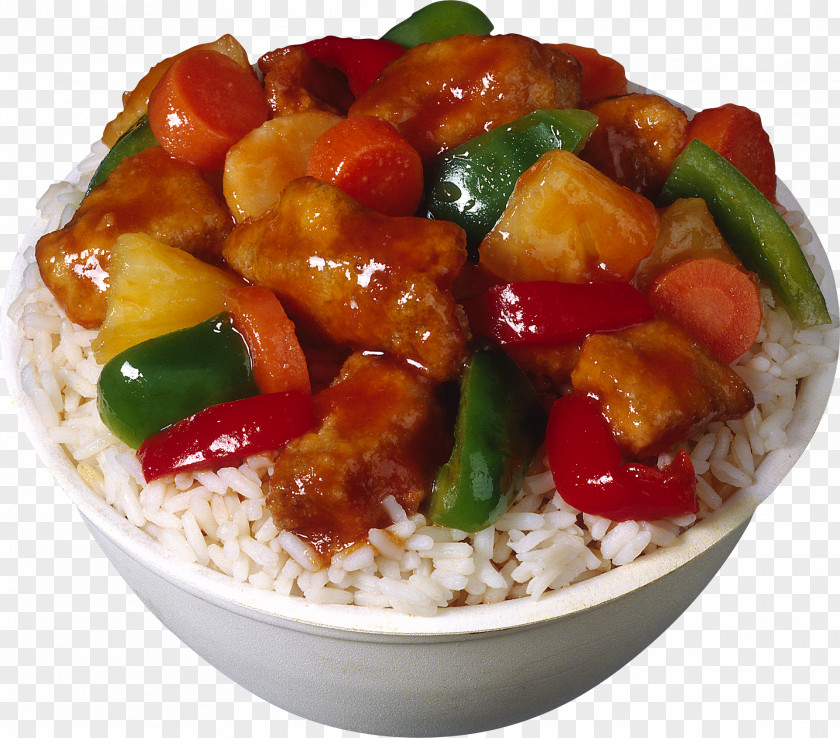 Rice Sweet And Sour Chicken Chinese Cuisine Meat PNG
