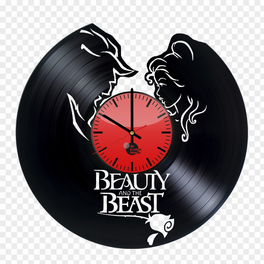 Large Vintage Wall Clock Beauty And The Beast Belle Cogsworth PNG