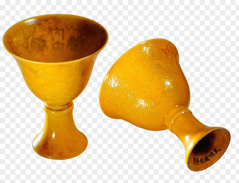 Yellow Glass China Antique Cup Chinoiserie PNG