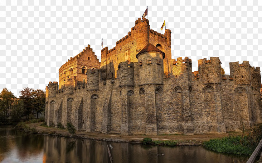 Belgium City Nature Gravensteen Gatehouse Ghent Castle Desktop Wallpaper PNG