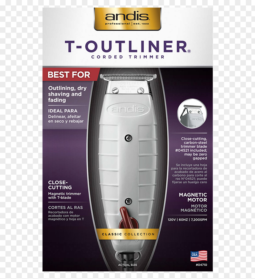 Hair Trimmer Clipper Andis T-Outliner GTO Barber PNG